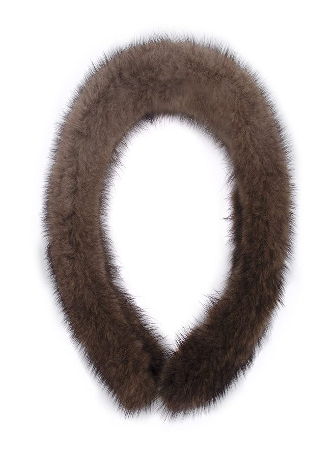 surell Real Mink Hairband - Fashion Fluffy Accessory For Hair - Luxury Comfort Headwear - Genuine Fur Stylish Fuzzy Headband (Brown) - Image 1